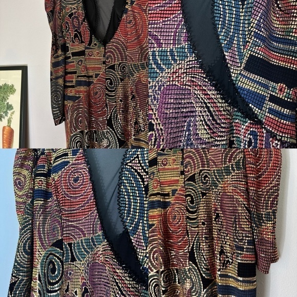 Vintage Janine metallic mosaic party dress size M - Picture 8 of 16